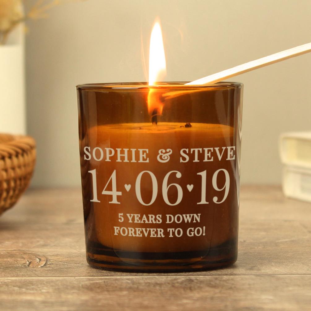 Personalised Special Date Amber Glass Jar Candle Extra Image 2